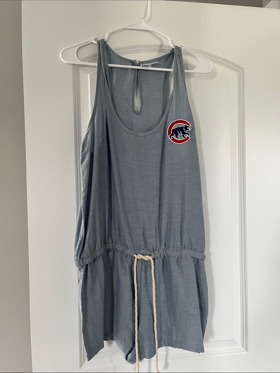 Pants - Sleeveless Gray Drawstring Romper with Team Emblem